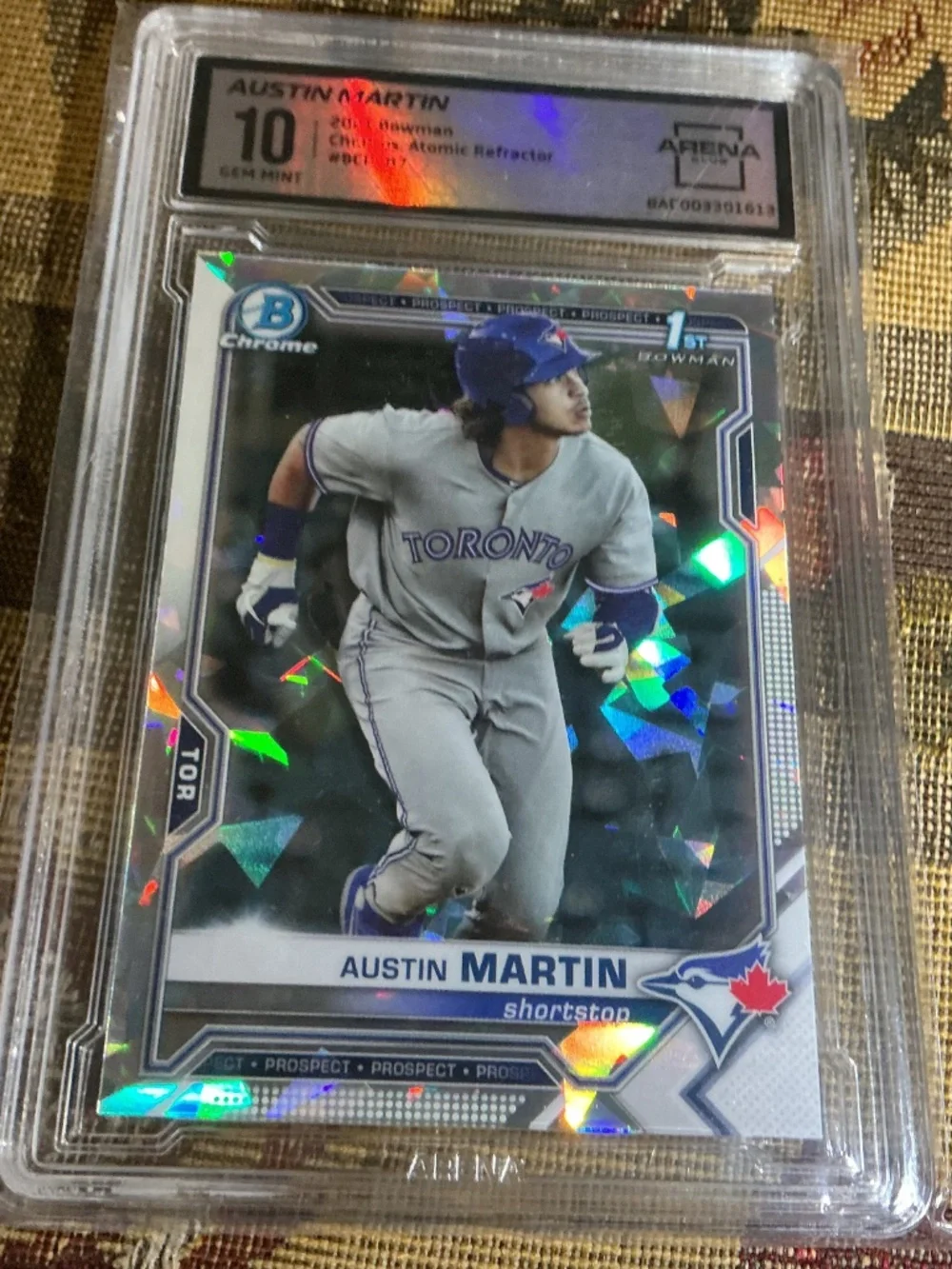 2021 Bowman Chrome Pros. Austin Martin BCP-87 Atomic Refractor Graded Arena 10
